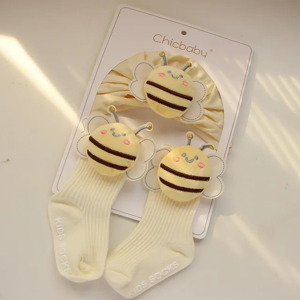 Baby turban with long socks (bee)