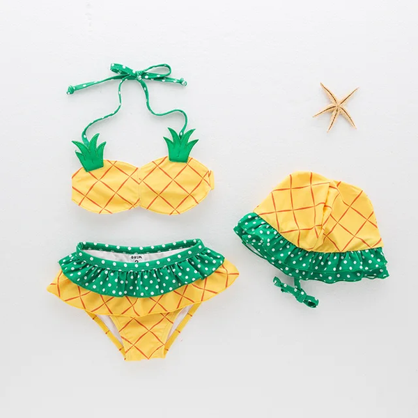 Pineapple print Bikini with matching hat