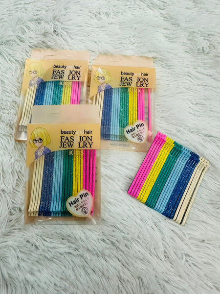Pack of 24 rainbow glitter Bobby pins