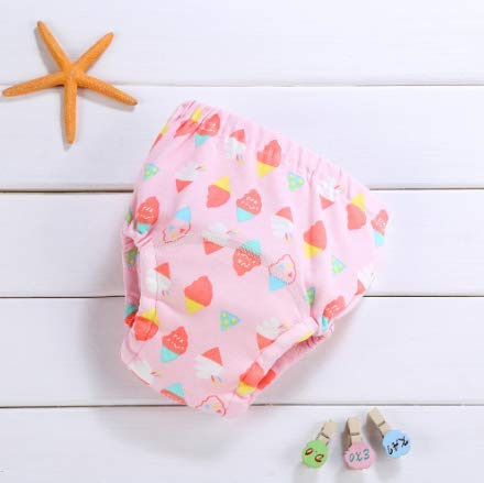 Premium 6 layer absorbent muslin Training pants for toilet training babies - pink icecreams - Medium (12-14 kgs)