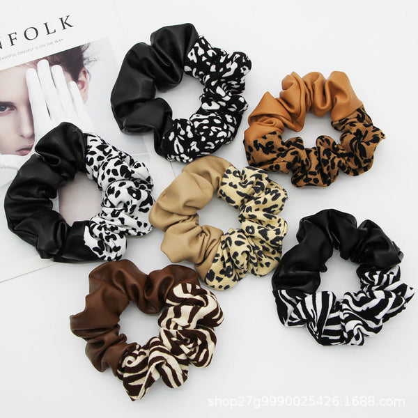 leopard and leather scrunchie