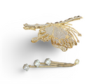 Rhynestone flying butterfly metal clutcher with detachable pearl drops
