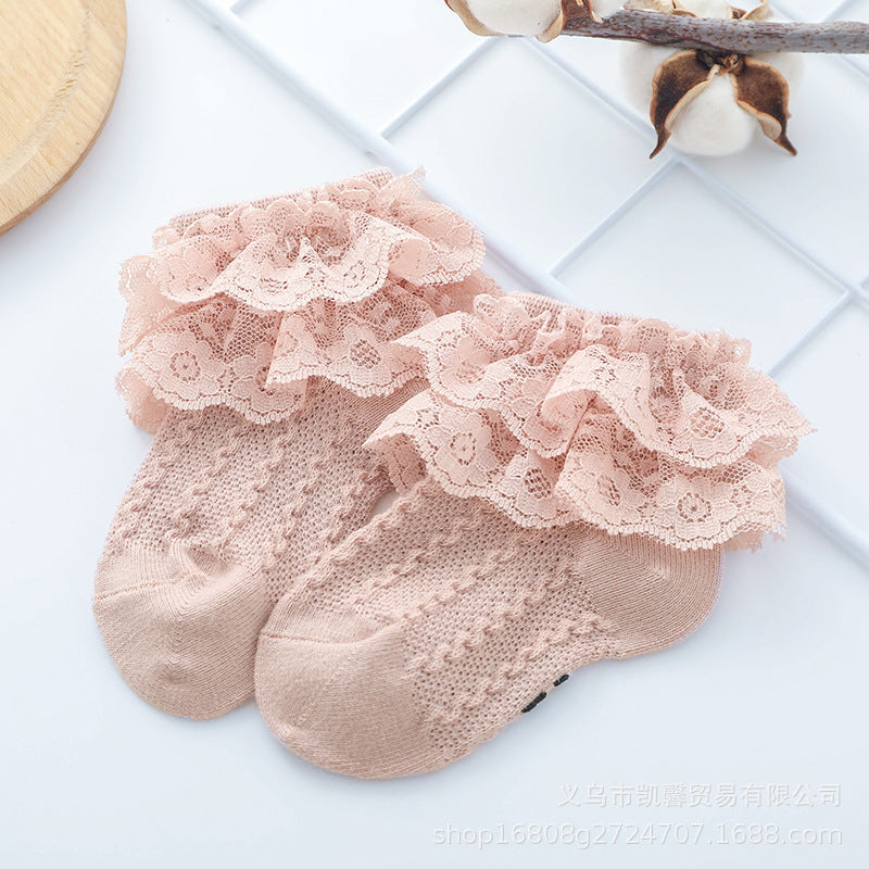 Ankle length frilly socks