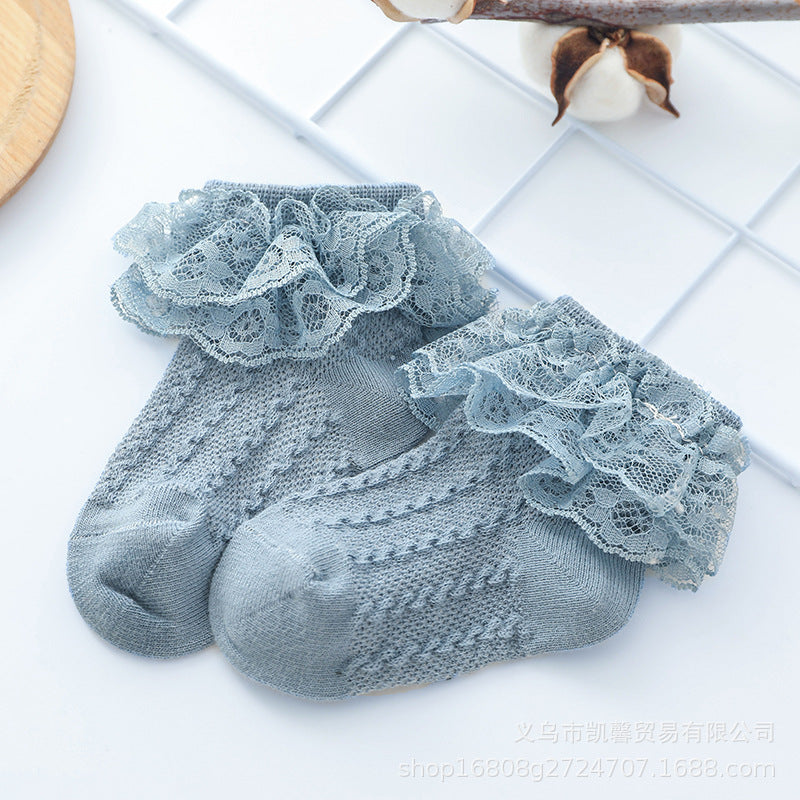 Ankle length frilly socks