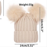 Thick woollen double pompon beanie cap