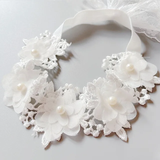 Lace headband with soft flowers and pearls
