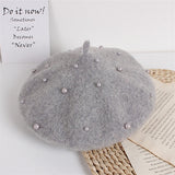 Beret cap with pearls