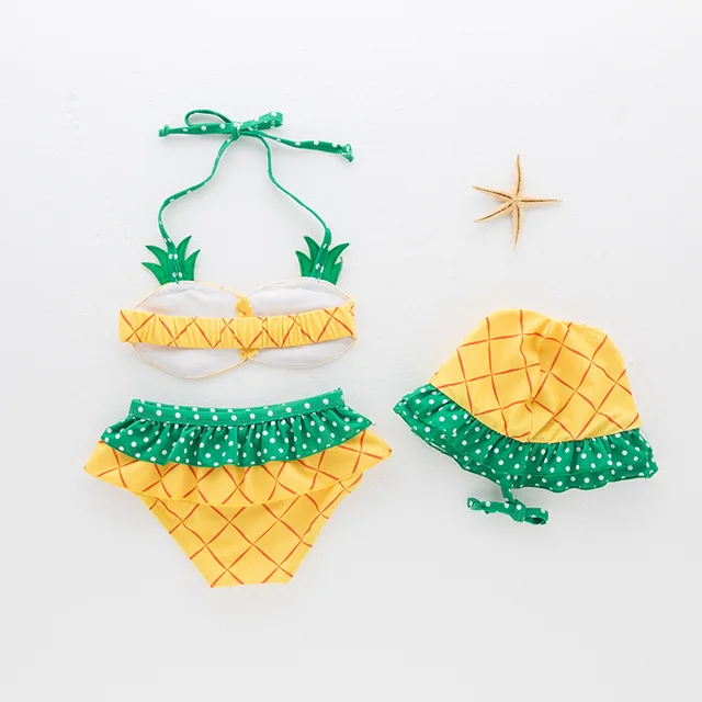 Pineapple print Bikini with matching hat