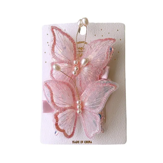 Pair of fabric butterflies hairclip