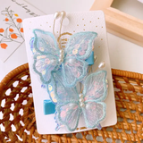 Pair of fabric butterflies hairclip