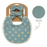 Reversible drool bib with 2 matching headbands