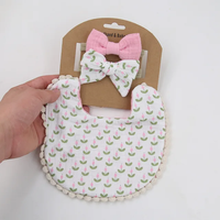 Reversible drool bib with 2 matching headbands