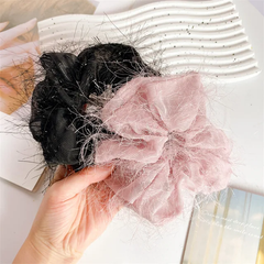 Silk scrunchie with furry detail