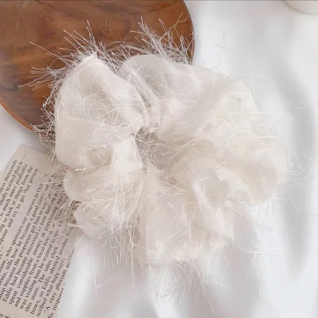 Silk scrunchie with furry detail