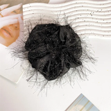 Silk scrunchie with furry detail