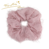 Silk scrunchie with furry detail