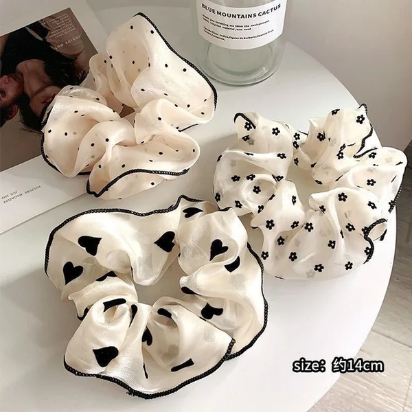 Retro black and white scrunchies