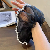 Hanky scrunchie with pearls