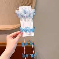 Pair of fabric butterflies hairclip with extension