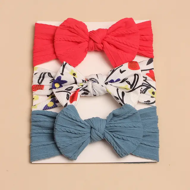 Pack of 3 headbands with large knot bows - style 9