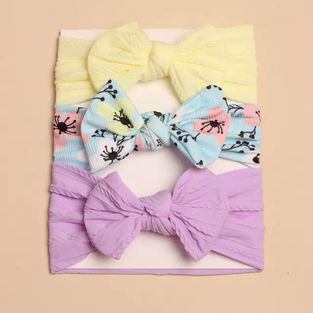 Pack of 3 headbands with large knot bows - style 8