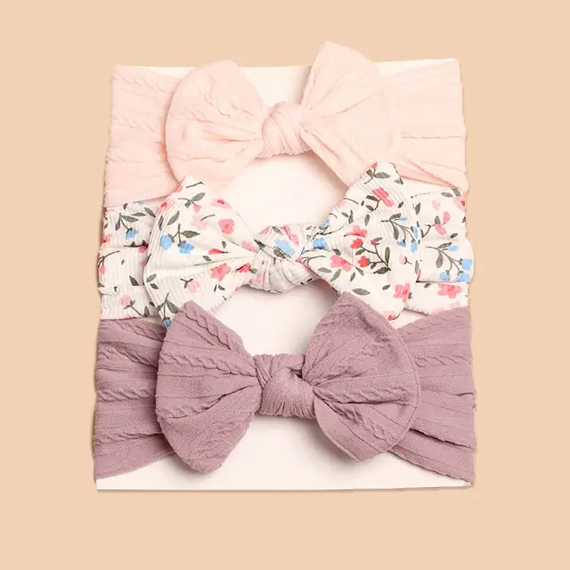 Pack of 3 headbands with large knot bows - style 6