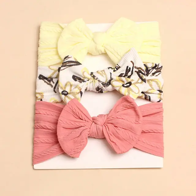 Pack of 3 headbands with large knot bows - style 5