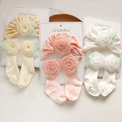 Baby turban with long socks -rose