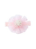 Fancy fascinator pearl flower on starry tulle baby headband