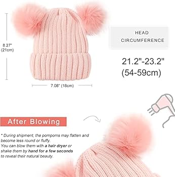 Thick woollen double pompon beanie cap