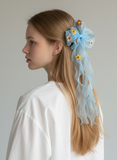 Organza fascinator bow with flowers