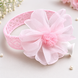 Lace headband with large organza flower