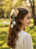 Medium fascinator tulip bow with beads lining