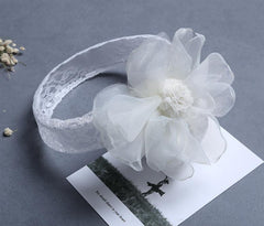 Lace headband with large organza flower