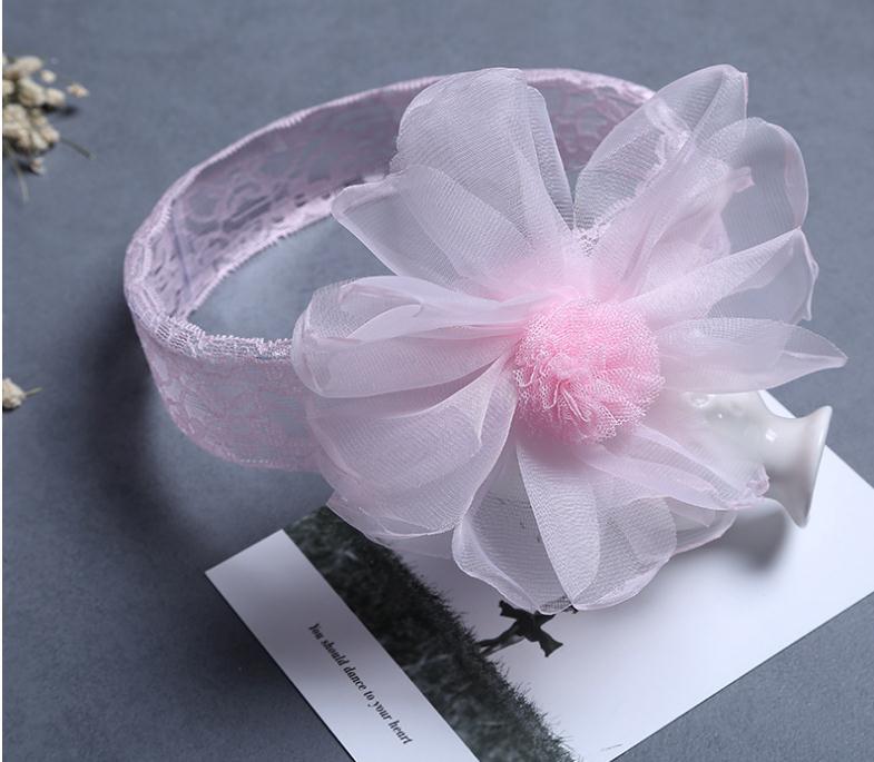 Lace headband with large organza flower