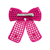 Crochet net bow with flowers