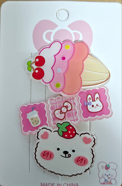 Pack of 3 acrylic kids hairclips
