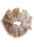 Hanky scrunchie with pearls