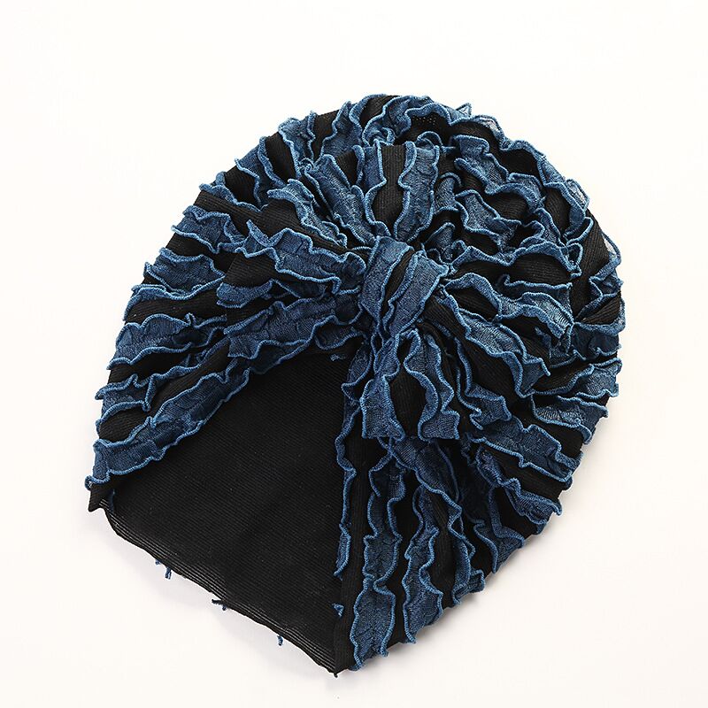 dual frill turban with large knot bow