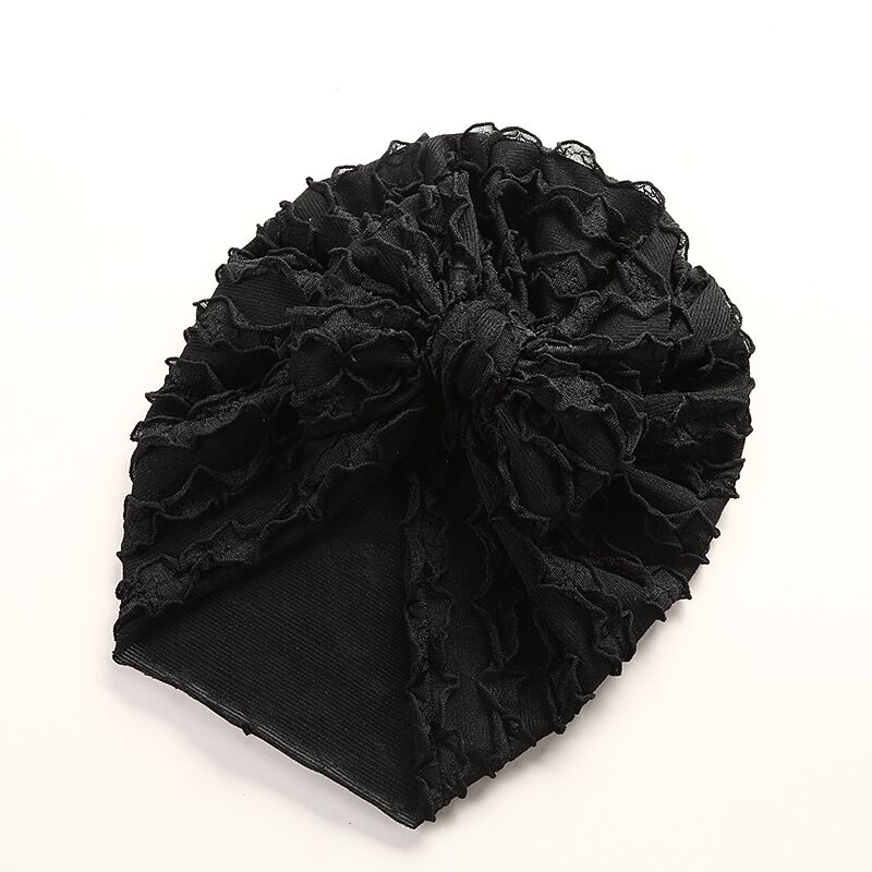 dual frill turban with large knot bow