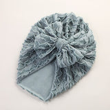 dual frill turban with large knot bow