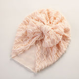 dual frill turban with large knot bow