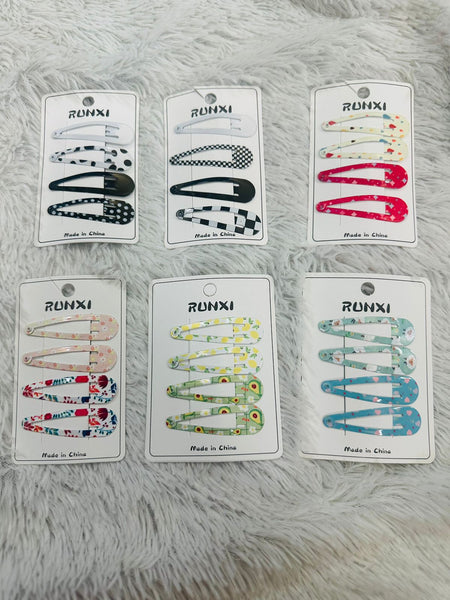 Pack of 4 printed tictac hairclips