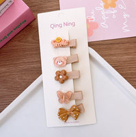 Pack of 5 soft baby hairclips (New style)