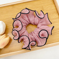 Pleated satin silk extra broad scrunchie