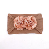 Broad cloth band with pair of satin organza flowers