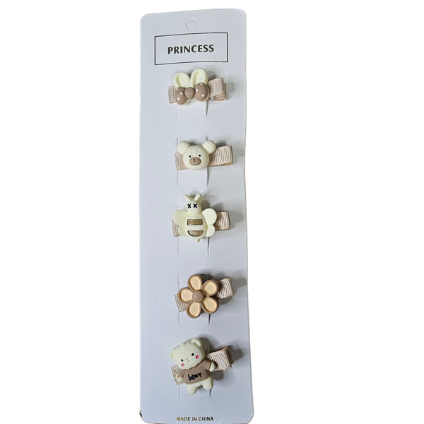 Pack of 5 nude soft baby hairclips (style 1)