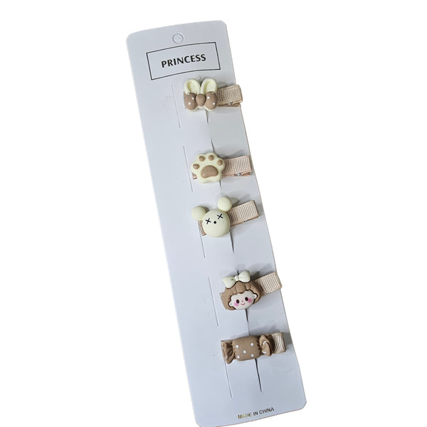 Pack of 5 nude soft baby hairclips (style 2)