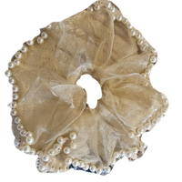 Hanky scrunchie with pearls