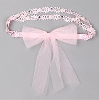 Pret my baby 2 line lace headband with stones and net bow